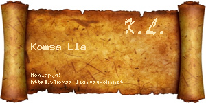 Komsa Lia névjegykártya